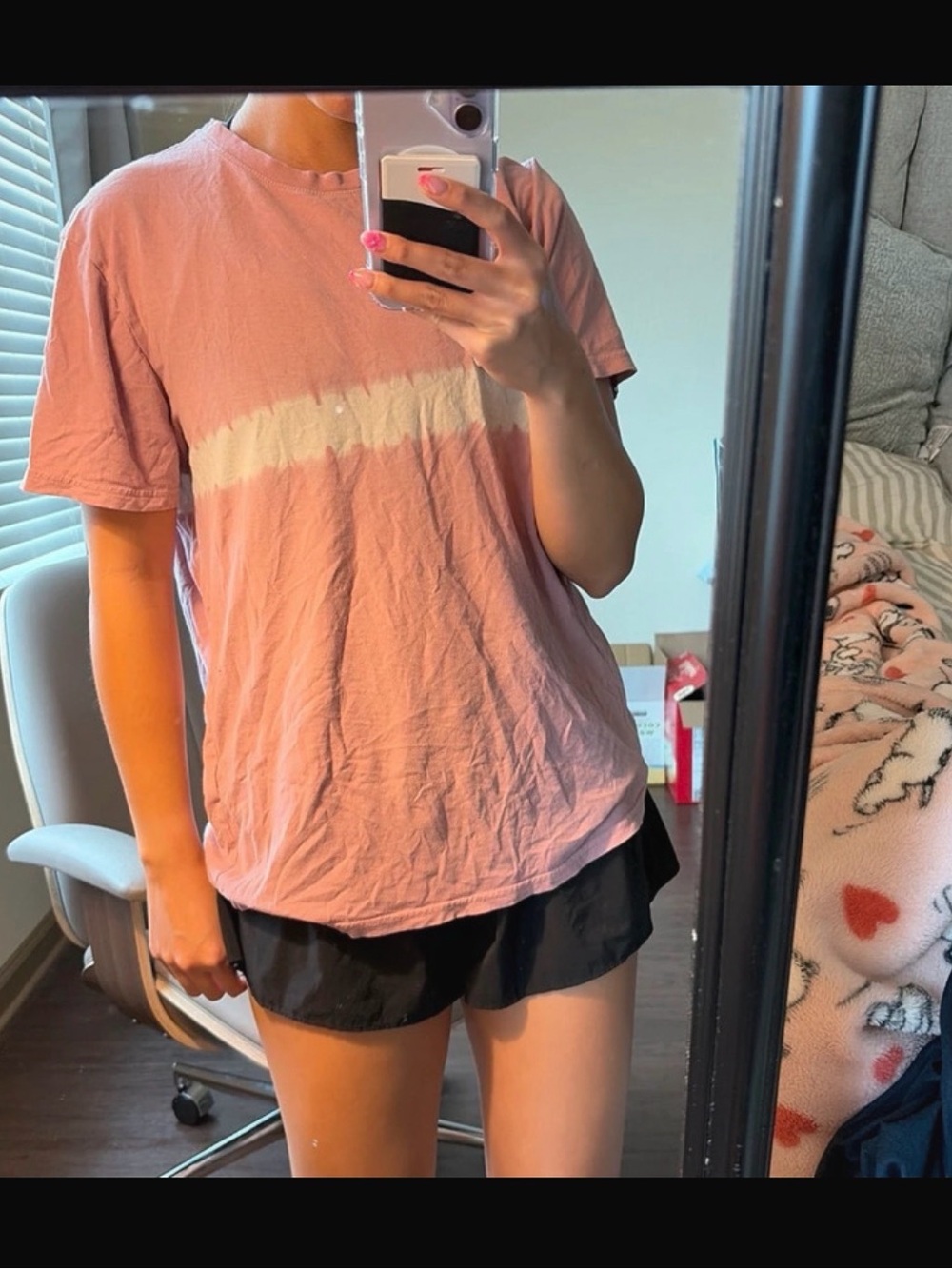Old Navy Pink Short Sleeve Tee with White Stripe